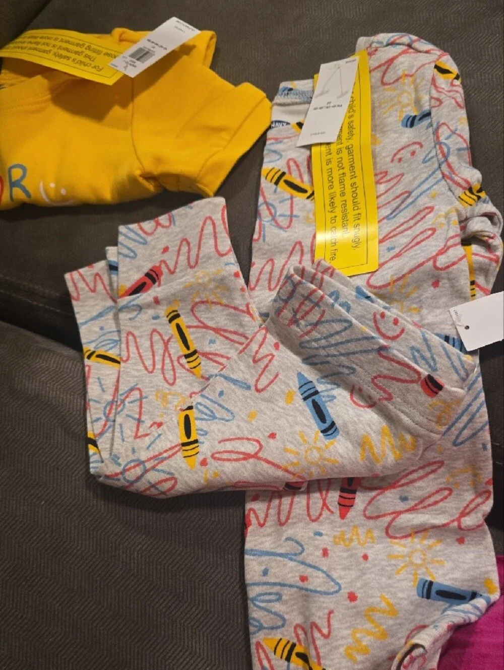 Old Navy Kids Pajama Set - Pink, Yellow, Gray
